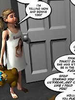 young baby girl is near her older sisters door